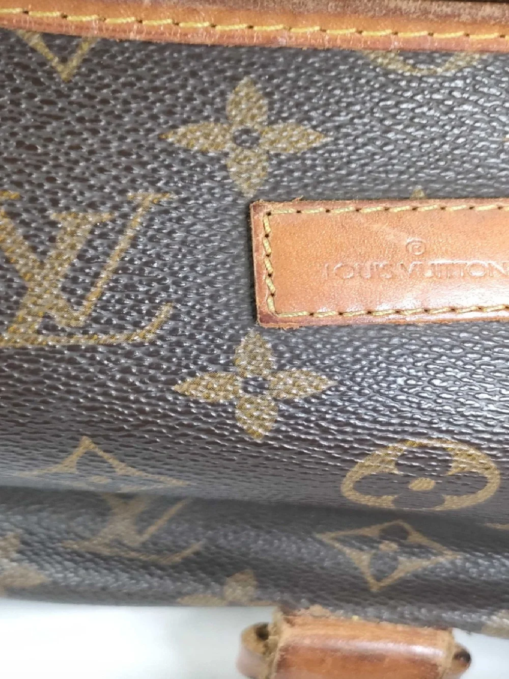 Large Saumur 35 LV Monogram Crossbody Messenger Bag in Brown and Tan